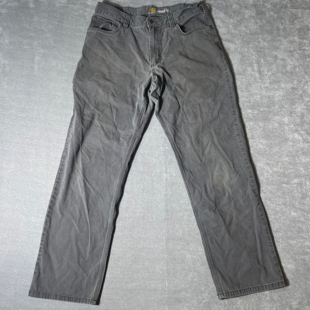 Carhartt 102517 Relaxed Fit Rugged Flex Canvas Work Pants Gray 34x32